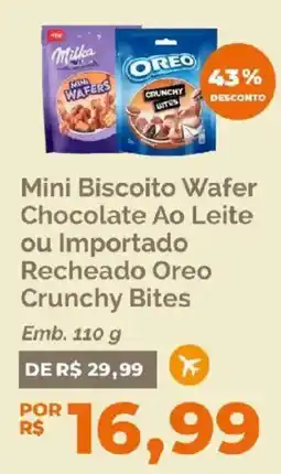 Oba Hortifruti Mini Biscoito Wafer Chocolate Ao Leite ou Importado Recheado Oreo Crunchy Bites oferta