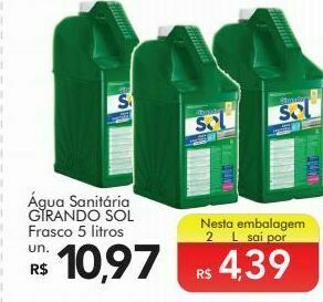 Água sanitária girando sol