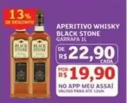 Assaí Atacadista APERITIVO WHISKY BLACK STONE GARRAFA 1L oferta