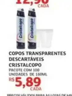 Assaí Atacadista COPOS TRANSPARENTES DESCARTÁVEIS CRISTALCOPO oferta