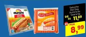 Salsicha Hot Dog Aurora ou Seara 1kg
