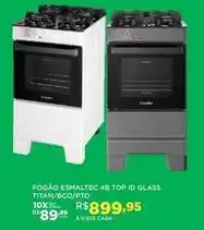 DB Supermercados Esmaltec - fogao 4b top id glass titan/bco/pto oferta