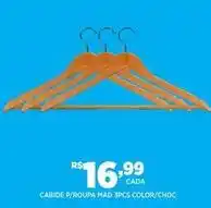 Cabide p/roupa mad 3pcs color/choc