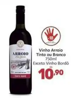 Supermercados Jau Serve Vinho Arroio Tinto ou Branco 750ml oferta