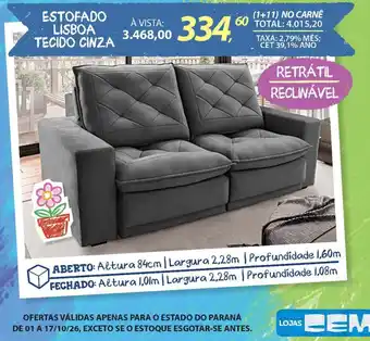 Estofado lisboa tecido cinza