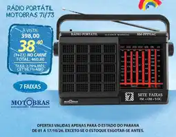 Lojas Cem Rádio portátil motobras 71/73 oferta