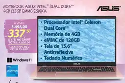 Lojas Cem Notebook asus intel dual core 4gb 128gb emmc e510ka oferta