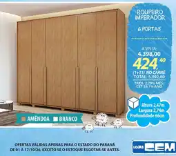 Lojas Cem Roupeiro imperador 6 portas oferta