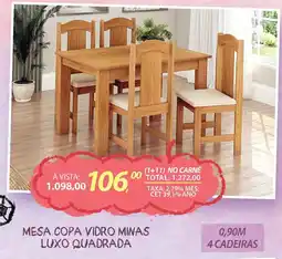Lojas Cem Mesa copa vidro minas luxo quadrada oferta