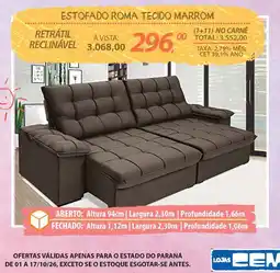 Lojas Cem Estofado roma tecido marrom oferta
