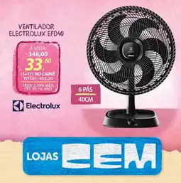 Lojas Cem ventilador electrolux efd40 oferta