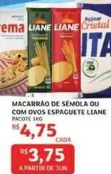 Assaí Atacadista Liane - macarrão de semola ou com ovos espaguete oferta