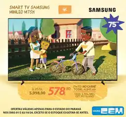 Lojas Cem smart tv samsung miniled m75h oferta