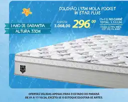 Lojas Cem Colchão 1,93m mola pocket in star plus oferta