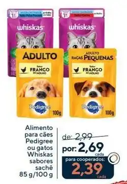 Coop Alimento para cães Pedigree ou gatos Whiskas sabores sachê oferta