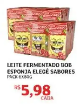 Leite fermentado bob esponja elegê sabores