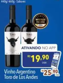 Supermercados Condor Vinho Argentino Toro de Los Andes oferta