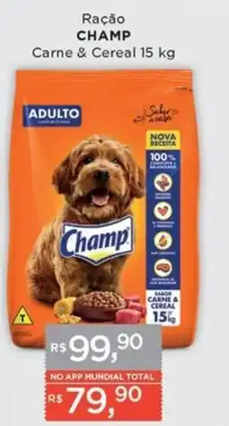 Supermercados Mundial Ração champ carne & cereal oferta