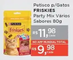 Supermercados Mundial Petisco p/gatos friskies party mix vários sabores oferta