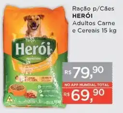 Supermercados Mundial Ração p/Cães Herói Adultos Carne e Cereais oferta
