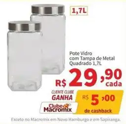Macromix Atacado Pote Vidro com Tampa de Metal Quadrado oferta