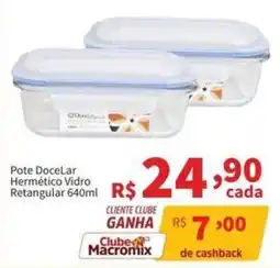 Macromix Atacado Pote DoceLar Hermético Vidro Retangular oferta