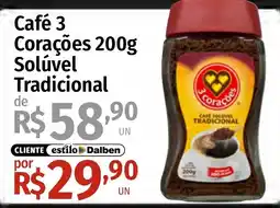 Supermercado Dalben Café 3 Corações solúvel tradicional oferta