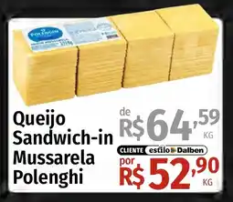 Supermercado Dalben Queijo Sandwich-in Mussarela Polenghi oferta