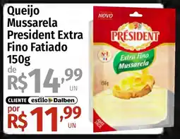 Supermercado Dalben Queijo Mussarela President Extra Fino Fatiado oferta