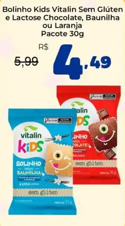 Unicompra Bolinho kids vitalin sem glúten e lactose chocolate, baunilha ou laranja oferta