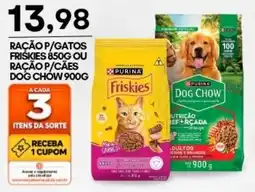 Mercadão Atacadista Ração p/gatos friskies 850g ou ração p/cães dog chow 900g oferta