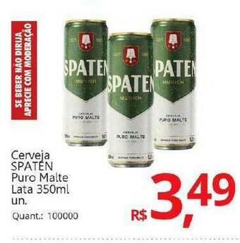 Supermercados Koch Cerveja Spaten Puro Malte oferta