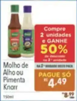 Supermercados Condor Molho de Alho ou Pimenta Knorr oferta