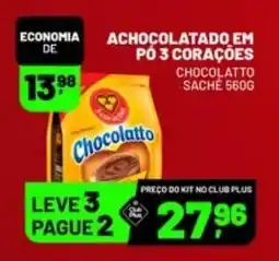Supermercado Cubatao achocolatado em pó 3 corações oferta