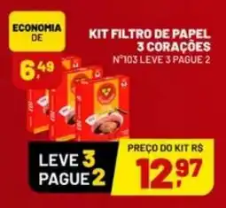 Supermercado Cubatao kit filtro de papel 3 corações oferta