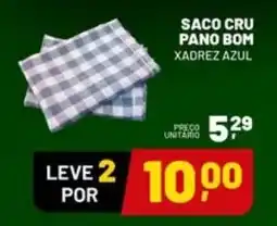 Supermercado Cubatao saco cru pano bom xadrez azul oferta