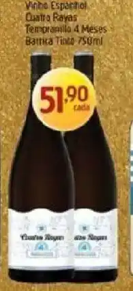 Supermercados Guanabara Vinho Espanhol Cuatro Rayas Tempranillo 4 Meses Barrica Tinto oferta