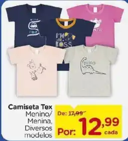 Carrefour Camiseta tex menino/ menina, diversos modelos oferta