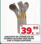 Roldão De - conjunto de utensílios de cozinha silicone com cesto com 12 peças sortidos oferta
