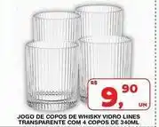 Roldão De - jogo de copos de whisky vidro lines transparente com 4 copos de 340ml oferta