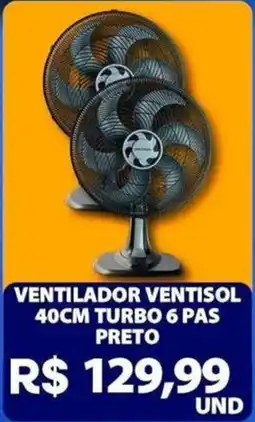 Super Vi Supermercados ventilador ventisol 40cm turbo 6 pas preto oferta