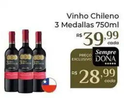 Dona de Casa Vinho Chileno 3 Medallas oferta