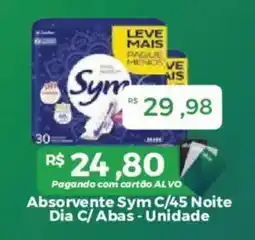 Mart Minas Absorvente sym c/45 noite dia c/ abas - unidade oferta
