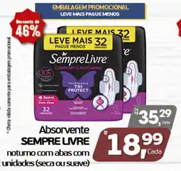 Cometa Supermercados Absorvente sempre livre noturno com abas com unidades (seca ou suave) oferta