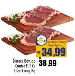 Proença Supermercados Bisteca bov. do contra file c/ osso cong. kg oferta