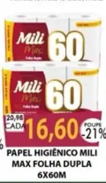 Santa Cruz Supermercados papel higiênico mili max folha dupla oferta