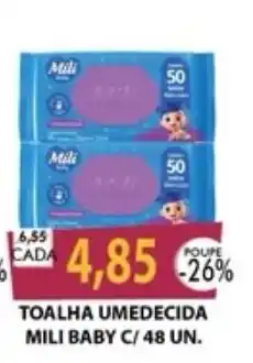 Santa Cruz Supermercados Toalha umedecida mili baby c/ 48 un. oferta