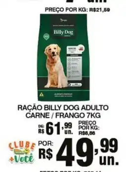 Supermercados Alvorada Ração billy dog adulto carne / frango oferta