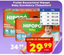 Nidobox Fralda descartável hipopó baby econômica oferta