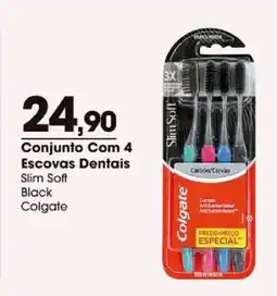 Zaffari Conjunto com 4 escovas dentais slim soft black colgate oferta